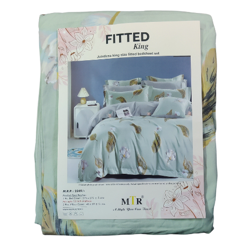 Fitted KiSize Feather Printed Bedsheet Set 06